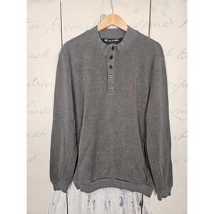 Travis Mathew Mens Grey Henley Pullover Sweater Mock Neck Large